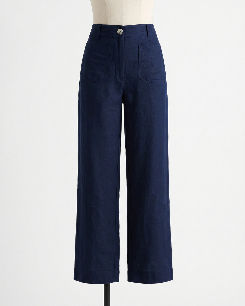 100% European Linen Patch Pocket Wide Leg Pants - 28"